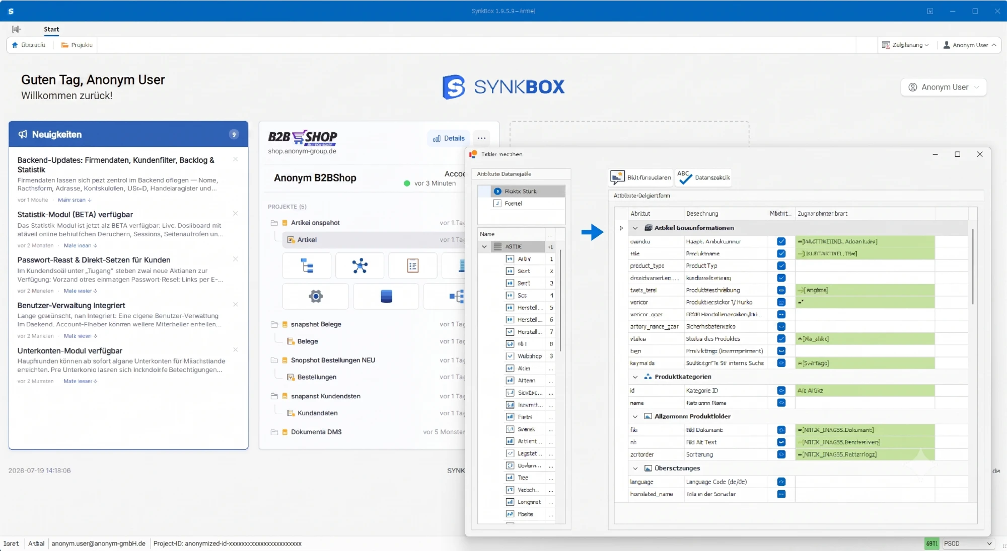 SYNKBOX Desktop-Client für die ERP-Anbindung